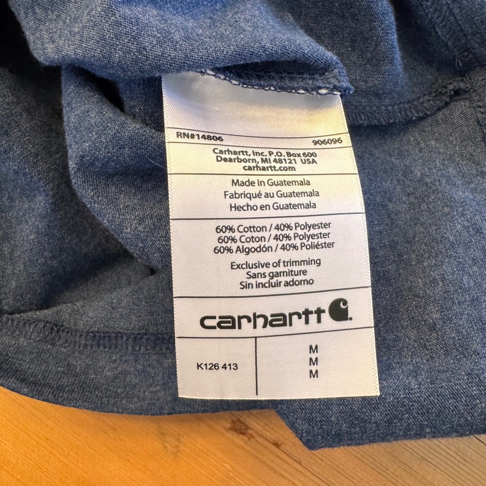 Carhartt Mens Loose Fit‎ Long Sleeve Pocket T-Shirt Blue Heather K126 413 Medium - Picture 8 of 12